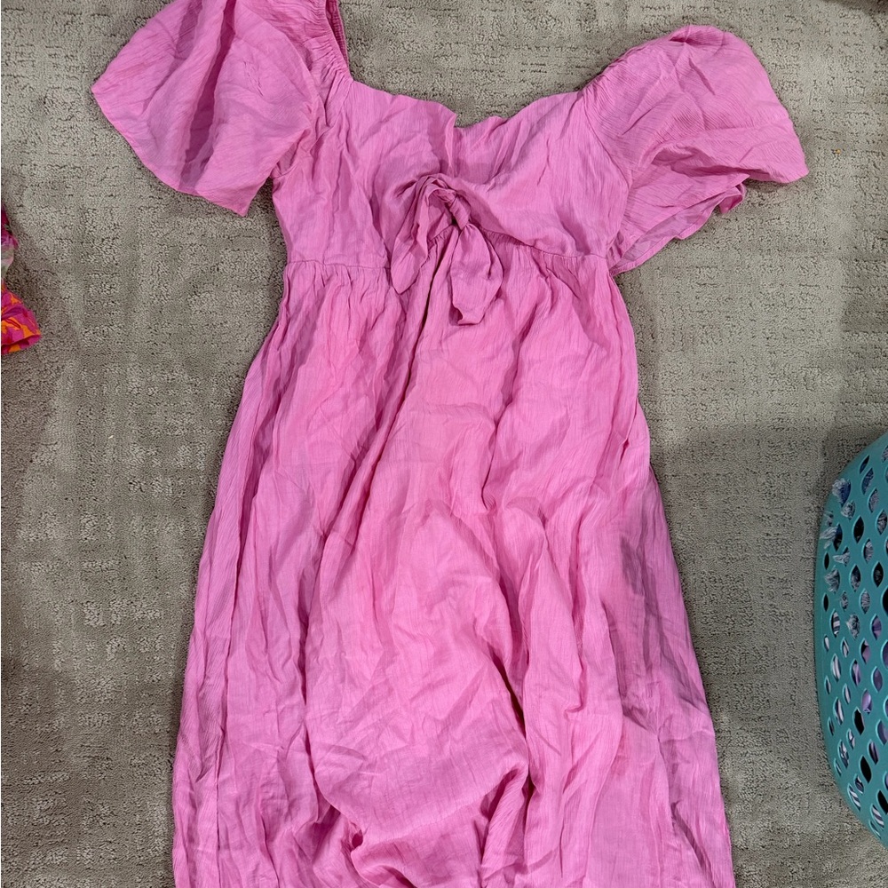 Pink Tie-Front Maxi Dress